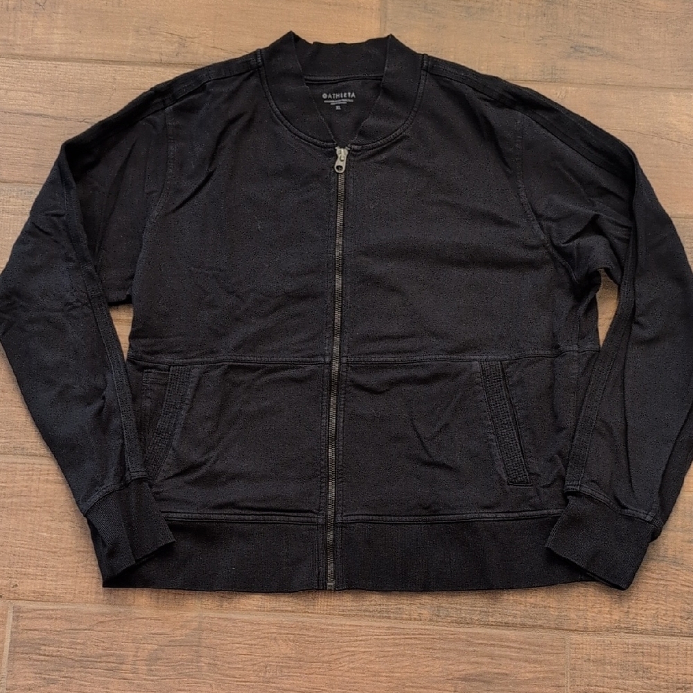Athleta Black Full-Zip Bomber Jacket